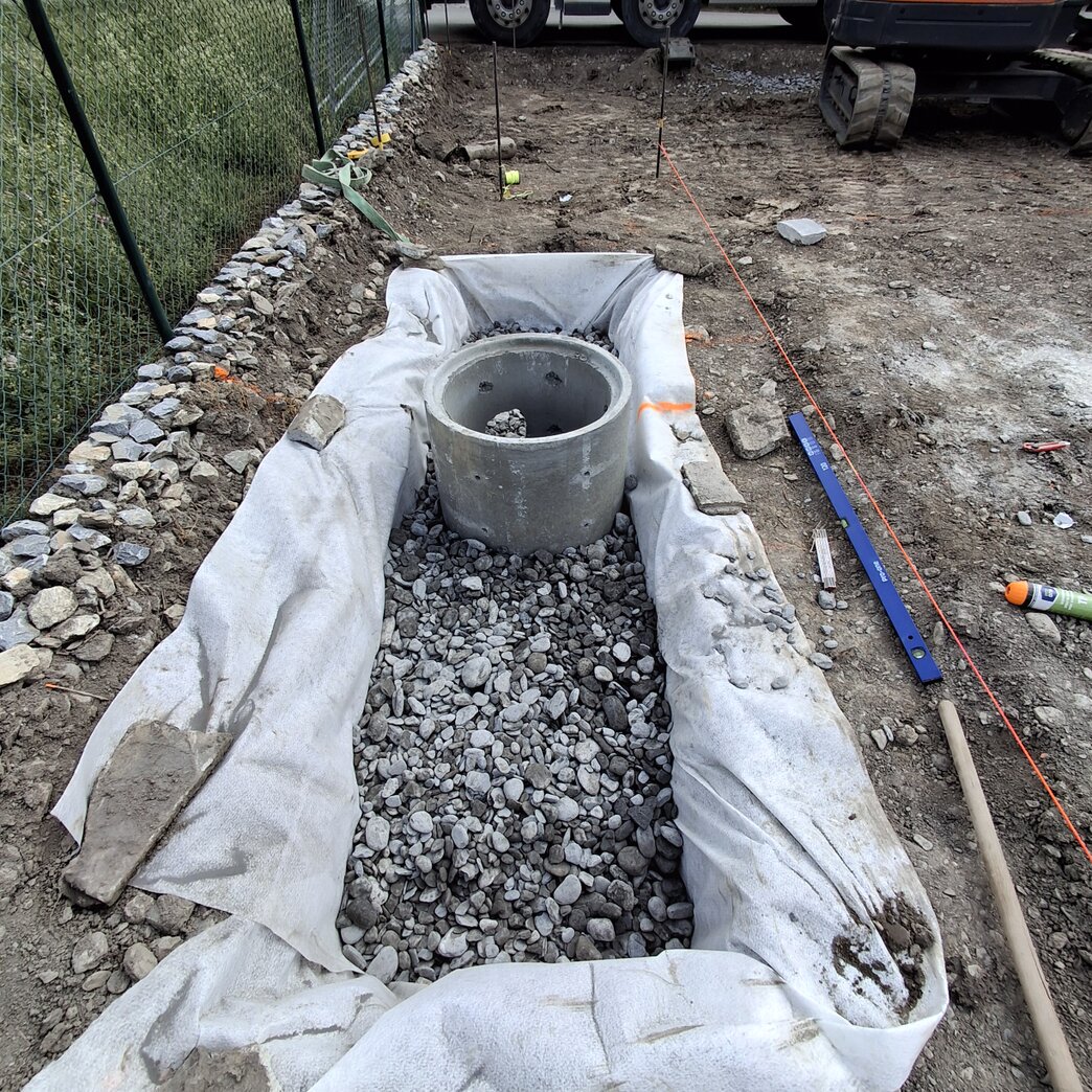 Pose de drain et géotextile