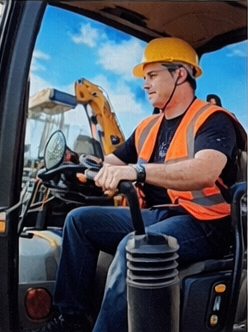 Opérateur maniant une mini-pelle